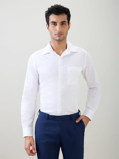 Raymond Men White Structure Slim Fit Cotton Full Sleeve Formal Shirt