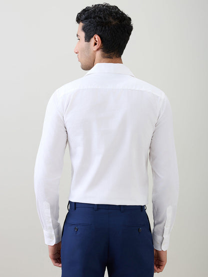 Raymond Men White Structure Slim Fit Cotton Full Sleeve Formal Shirt