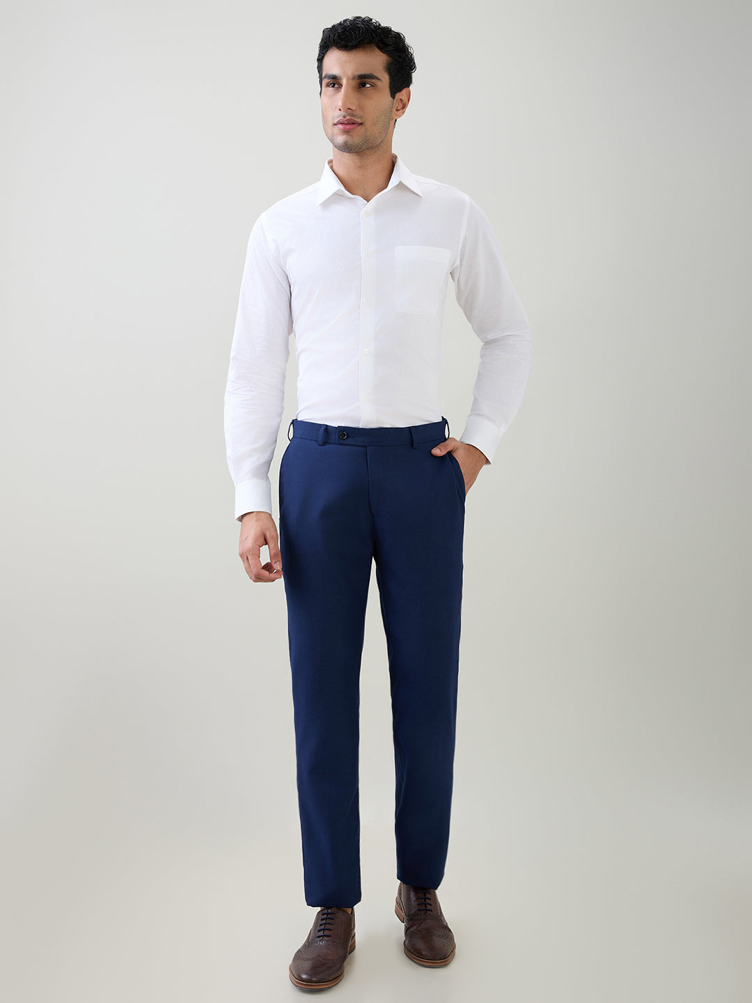 Raymond Men White Structure Slim Fit Cotton Full Sleeve Formal Shirt