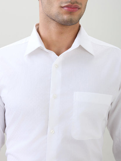 Raymond Men White Structure Slim Fit Cotton Full Sleeve Formal Shirt