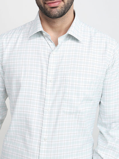 Raymond Men Green Checks Slim Fit Bamboo Blend Full Sleeve Formal Shirt