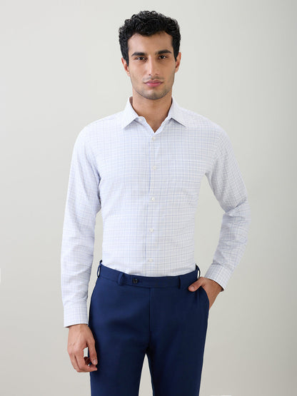 Raymond Men Purple Checks Slim Fit Bamboo Blend Full Sleeve Formal Shirt