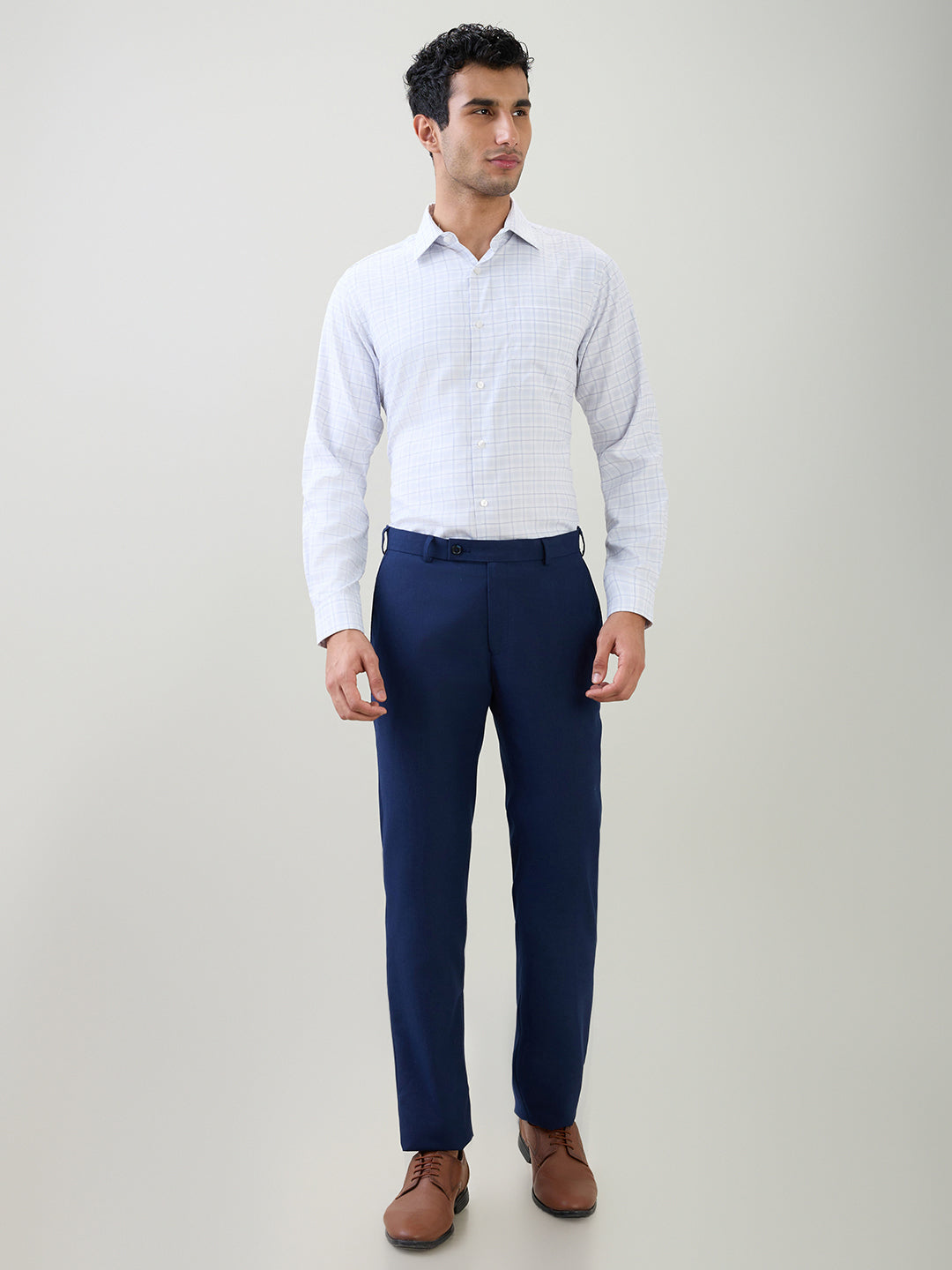 Raymond Men Purple Checks Slim Fit Bamboo Blend Full Sleeve Formal Shirt