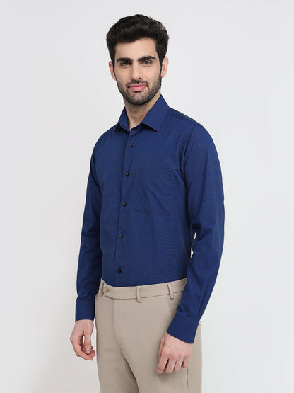 Raymond Men Blue Fil-A-Fil Slim Fit Cotton Full Sleeve Formal Shirt