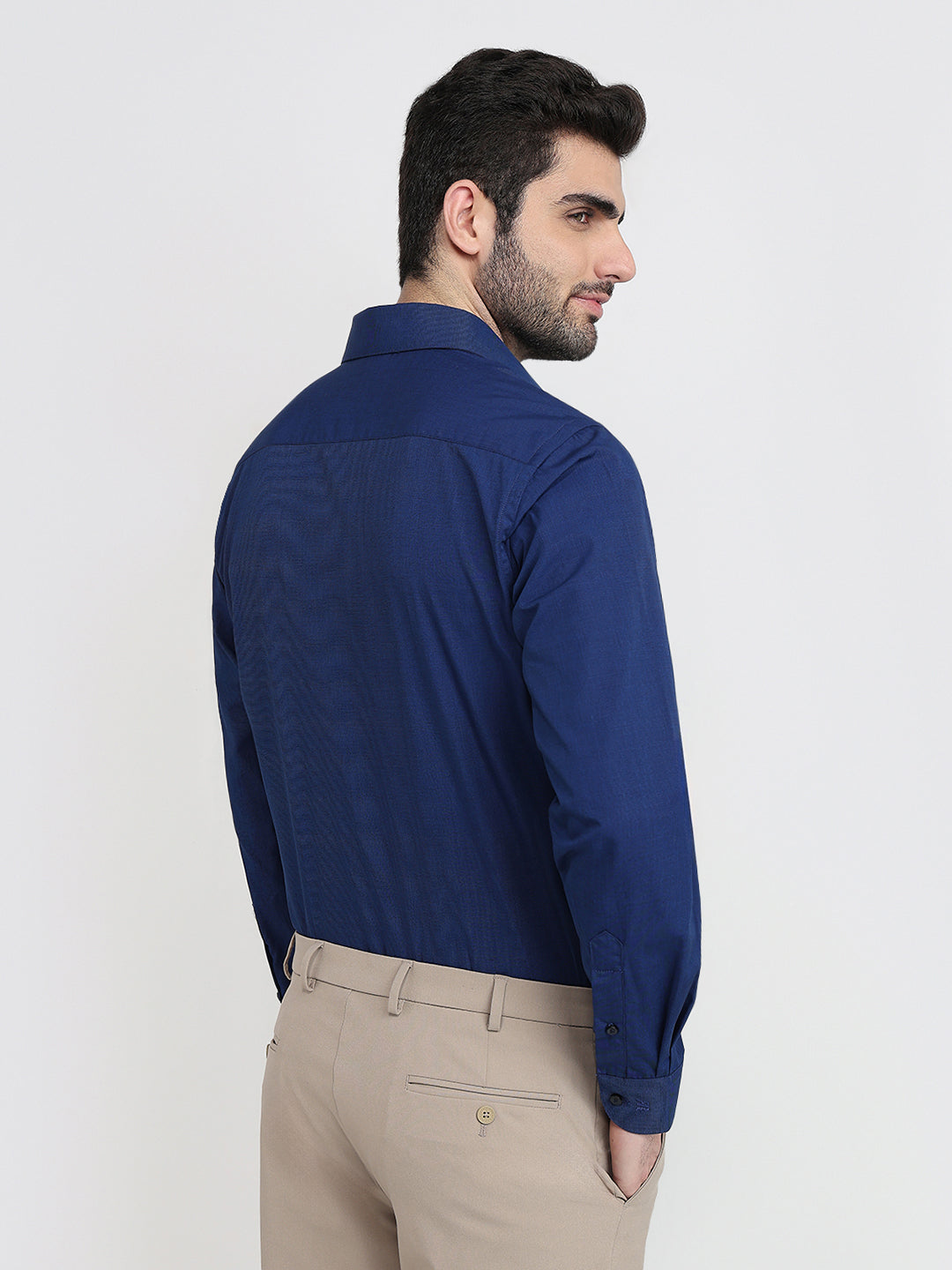 Raymond Men Blue Fil-A-Fil Slim Fit Cotton Full Sleeve Formal Shirt