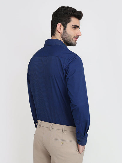 Raymond Men Blue Fil-A-Fil Slim Fit Cotton Full Sleeve Formal Shirt