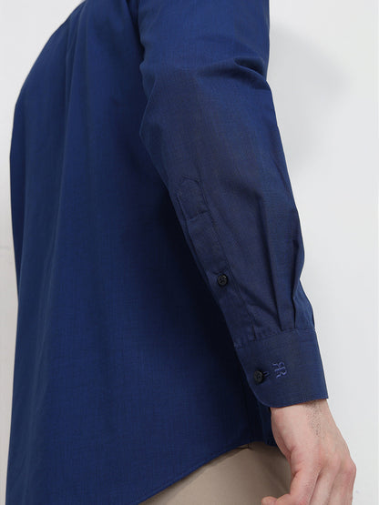 Raymond Men Blue Fil-A-Fil Slim Fit Cotton Full Sleeve Formal Shirt