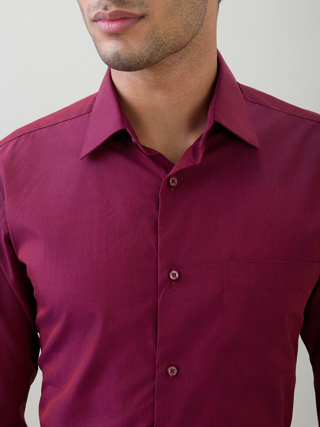 Raymond Men Maroon Fil-A-Fil Slim Fit Cotton Full Sleeve Formal Shirt