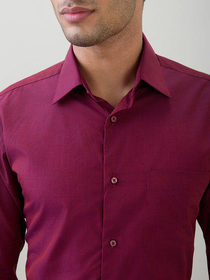 Raymond Men Maroon Fil-A-Fil Slim Fit Cotton Full Sleeve Formal Shirt