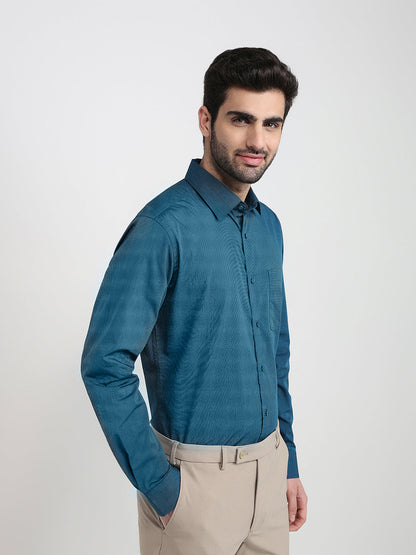 Raymond Men Blue Fil-A-Fil Slim Fit Cotton Full Sleeve Formal Shirt