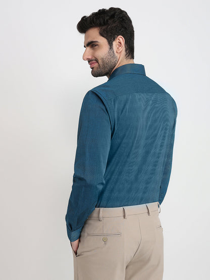 Raymond Men Blue Fil-A-Fil Slim Fit Cotton Full Sleeve Formal Shirt