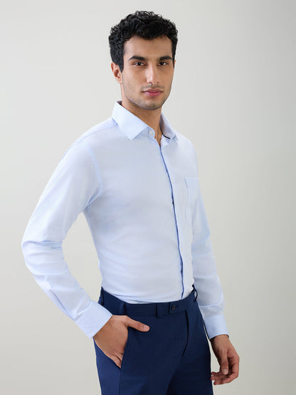 Raymond Men Blue Structure Slim Fit Cotton Full Sleeve Formal Shirt