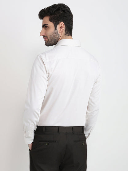 Raymond Men Brown Structure Slim Fit Cotton Full Sleeve Formal Shirt