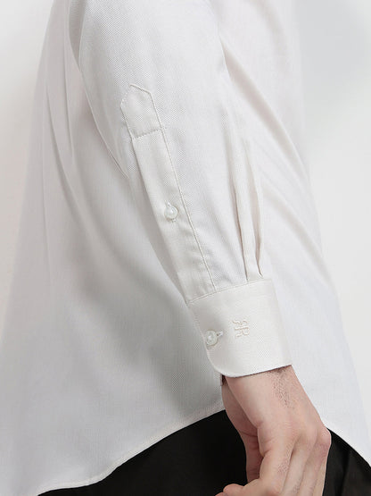 Raymond Men Brown Structure Slim Fit Cotton Full Sleeve Formal Shirt