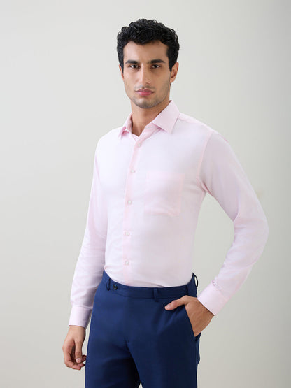 Raymond Men Red Structure Slim Fit Cotton Full Sleeve Formal Shirt