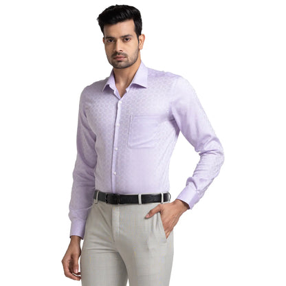 Men Violet Contemporary Fit Structure Cotton Cut Collar Shirts