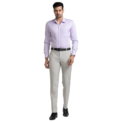 Men Violet Contemporary Fit Structure Cotton Cut Collar Shirts