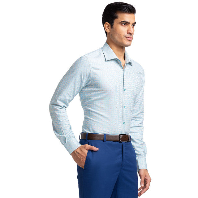 Raymond Blue Checks Contemporary Fit Full Sleeve Cotton Shirt