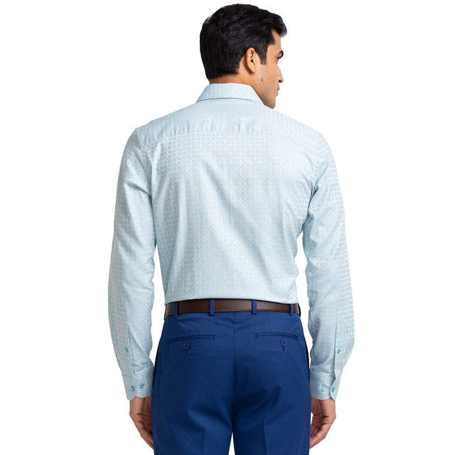 Raymond Blue Checks Contemporary Fit Full Sleeve Cotton Shirt