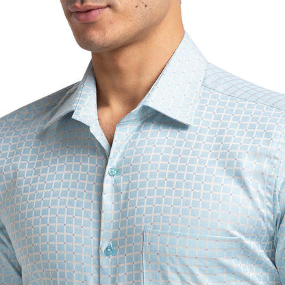 Raymond Blue Checks Contemporary Fit Full Sleeve Cotton Shirt