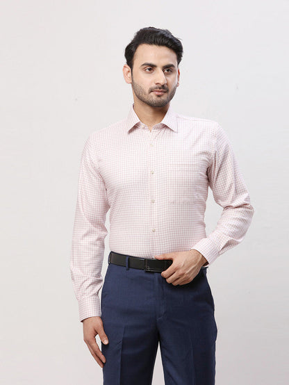 Raymond Pink Checks Contemporary Fit Full Sleeve Cotton Shirt