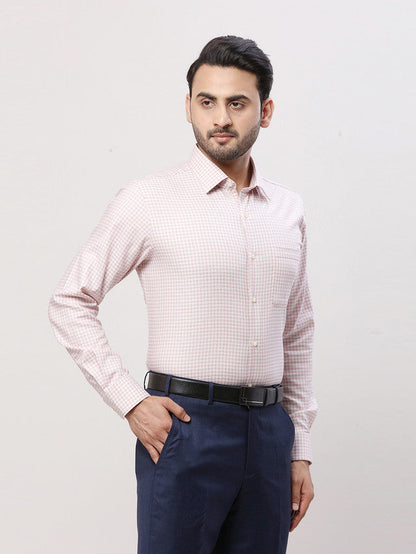 Raymond Pink Checks Contemporary Fit Full Sleeve Cotton Shirt
