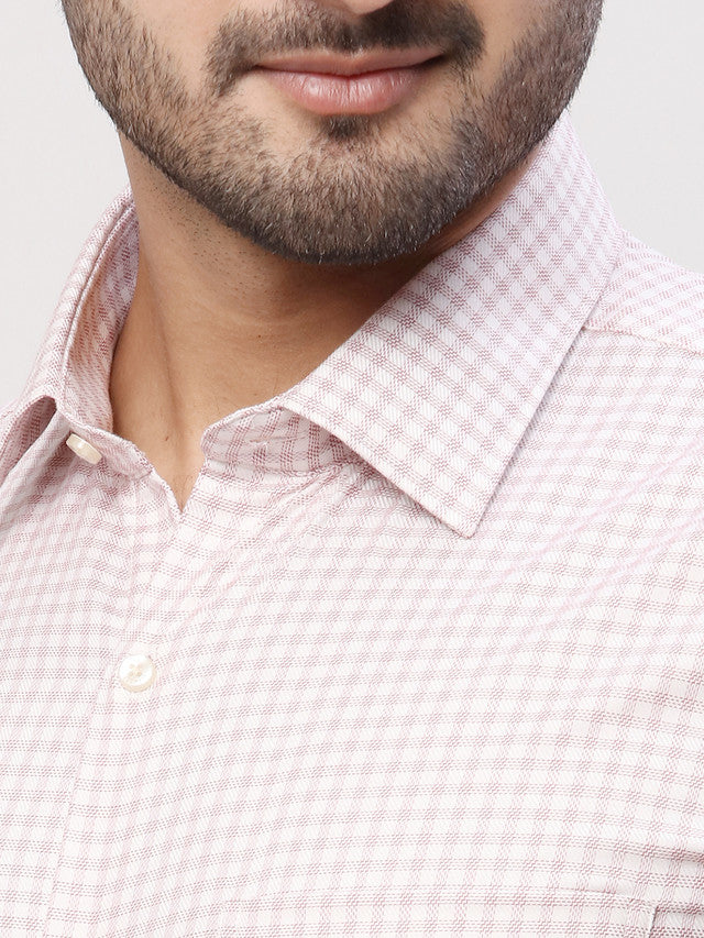 Raymond Pink Checks Contemporary Fit Full Sleeve Cotton Shirt