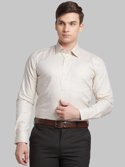 Raymond Men Brown Structured Contemporary Fit Cotton Formal Shirt