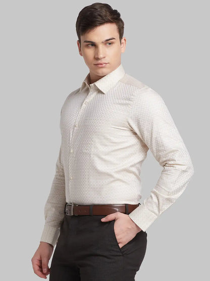 Raymond Men Brown Structured Contemporary Fit Cotton Formal Shirt