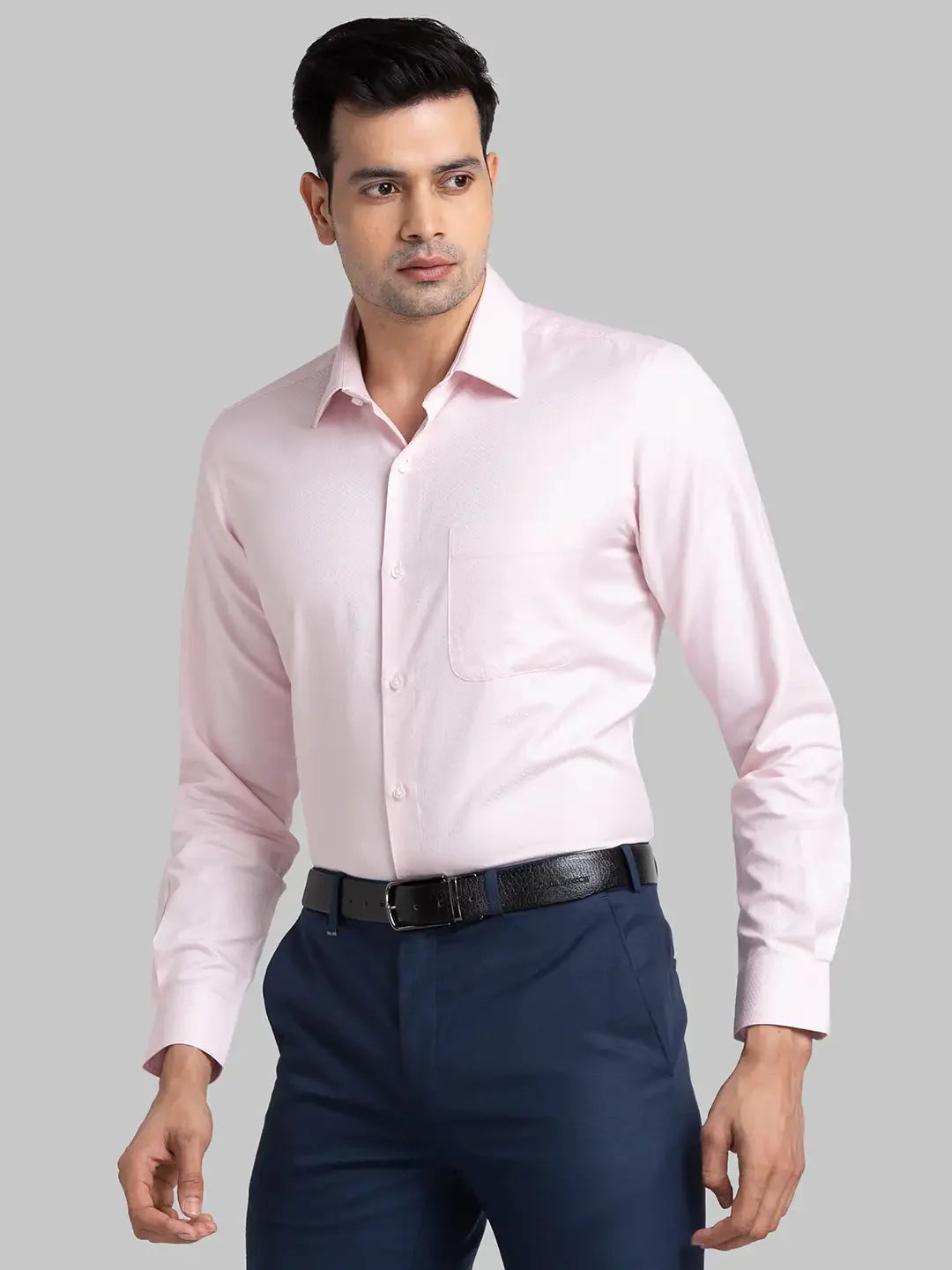 Raymond Men Pink Structured Contemporary Fit Cotton Blend Formal Shirt