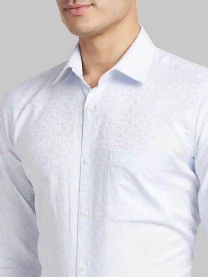 Men Blue Contemporary Fit Jacquard Cotton Shirts