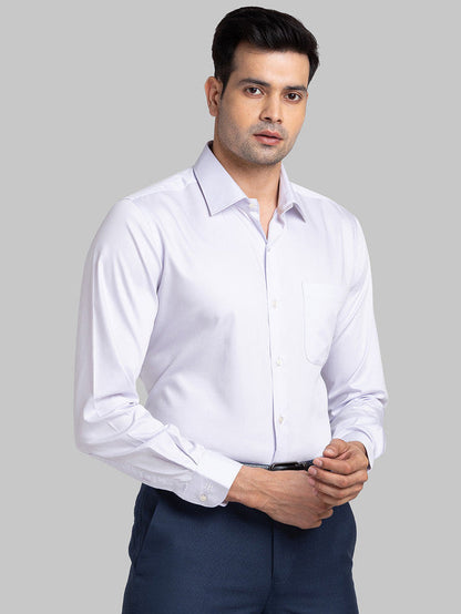 Raymond Purple Solid Contemporary Fit Full Sleeve Cotton Blend Shirt