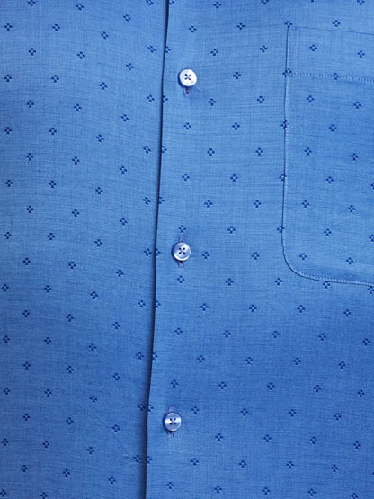 Men Blue Contemporary Fit Structure  Cotton   Shirts