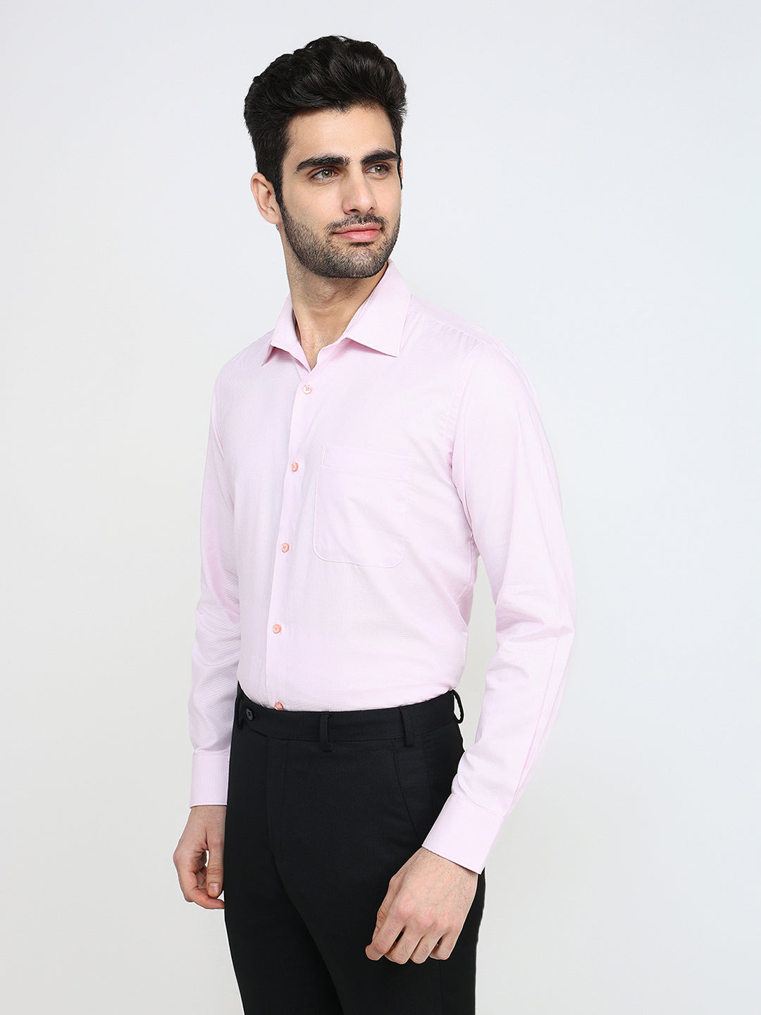 Raymond Men Red Structure Contemporary Fit Cotton Full Sleeve Formal Shirt