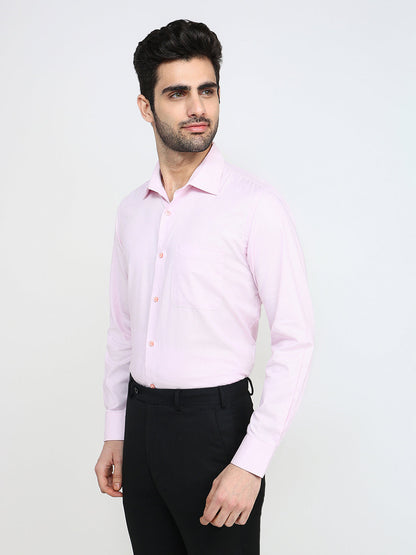 Raymond Men Red Structure Contemporary Fit Cotton Full Sleeve Formal Shirt