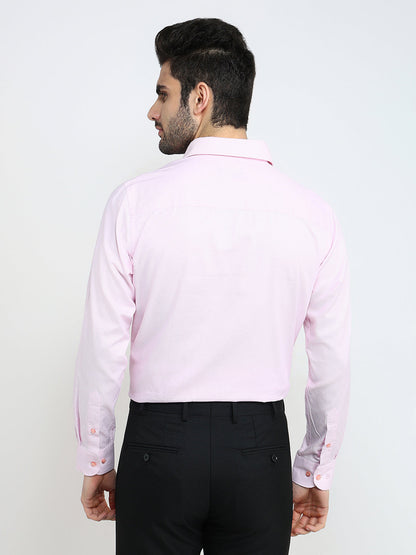 Raymond Men Red Structure Contemporary Fit Cotton Full Sleeve Formal Shirt