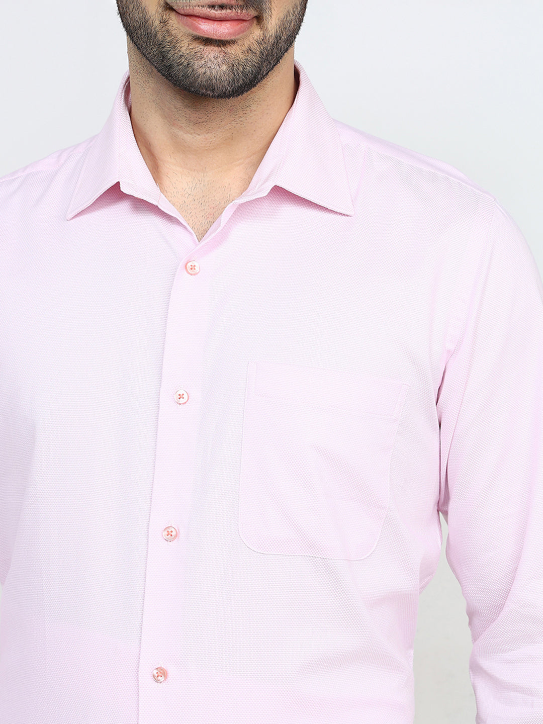 Raymond Men Red Structure Contemporary Fit Cotton Full Sleeve Formal Shirt