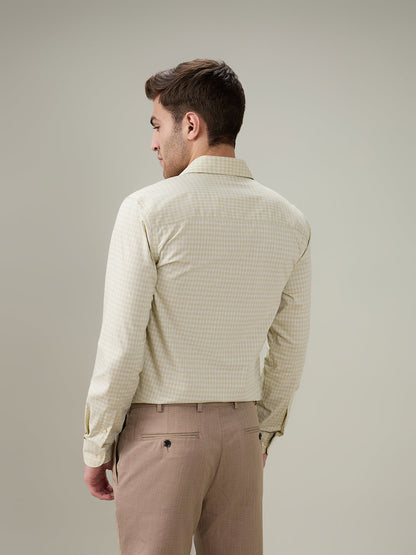 Raymond Men Brown Checks Contemporary Fit Cotton Full Sleeve Formal Shirt