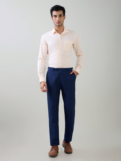 Raymond Men Brown Structure Contemporary Fit Cotton Full Sleeve Cut Away Collar Formal Shirt