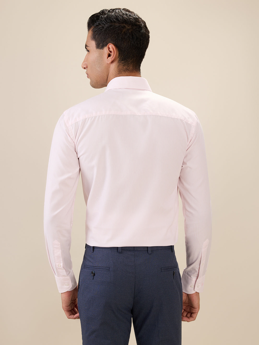 Raymond Men Red Stripe Regular Fit Cotton Full Sleeve Formal Shirt