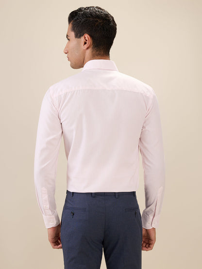 Raymond Men Red Stripe Regular Fit Cotton Full Sleeve Formal Shirt