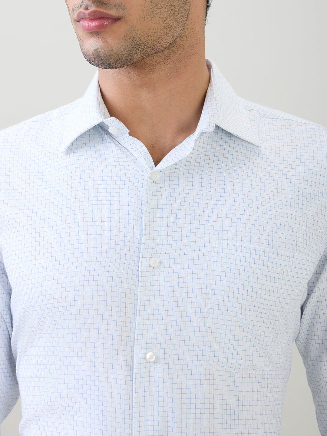 Raymond Men Blue Structure Contemporary Fit Bamboo Blend Full Sleeve Formal Shirt