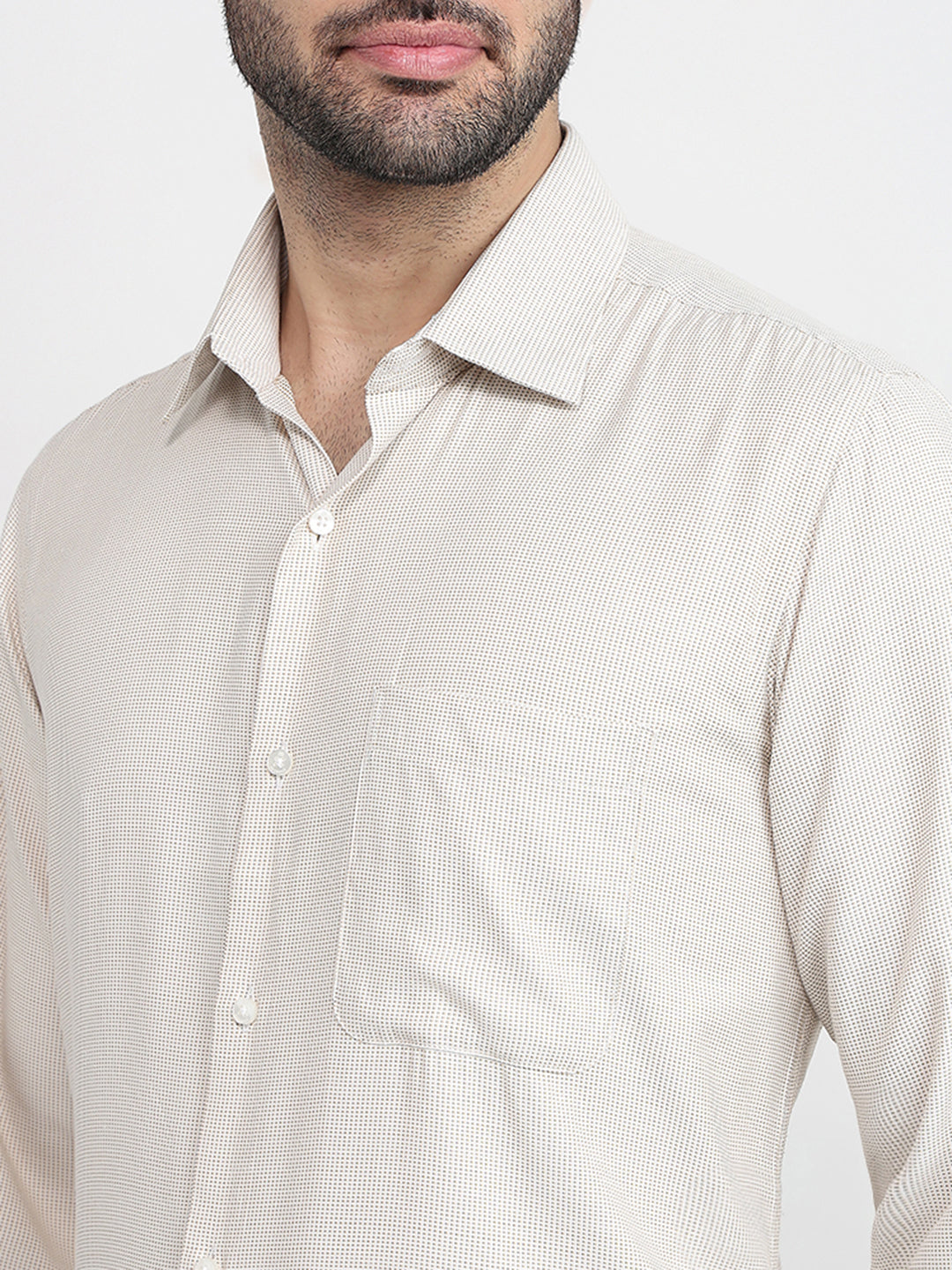 Raymond Men Yellow Structure Contemporary Fit Bamboo Blend Full Sleeve Formal Shirt