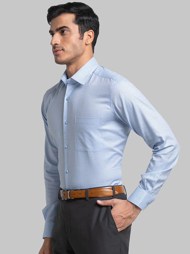 Raymond Blue Structure Slim Fit Full Sleeve Cotton Shirt