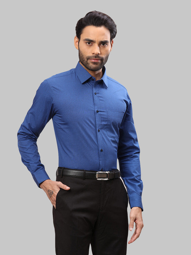 Raymond Blue Structure Slim Fit Full Sleeve Cotton Shirt