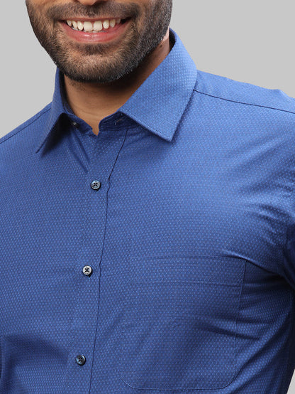 Raymond Blue Structure Slim Fit Full Sleeve Cotton Shirt