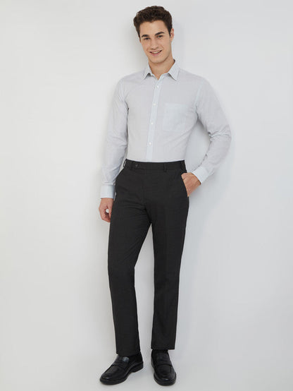 Raymond Men White Striped Slim Fit Cotton Formal Shirt