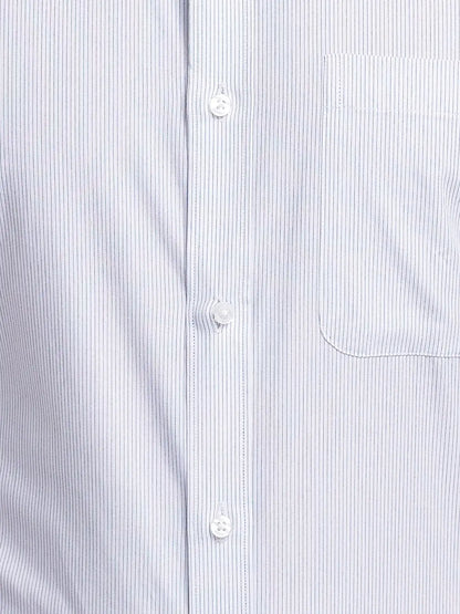 Raymond Men White Striped Slim Fit Cotton Formal Shirt