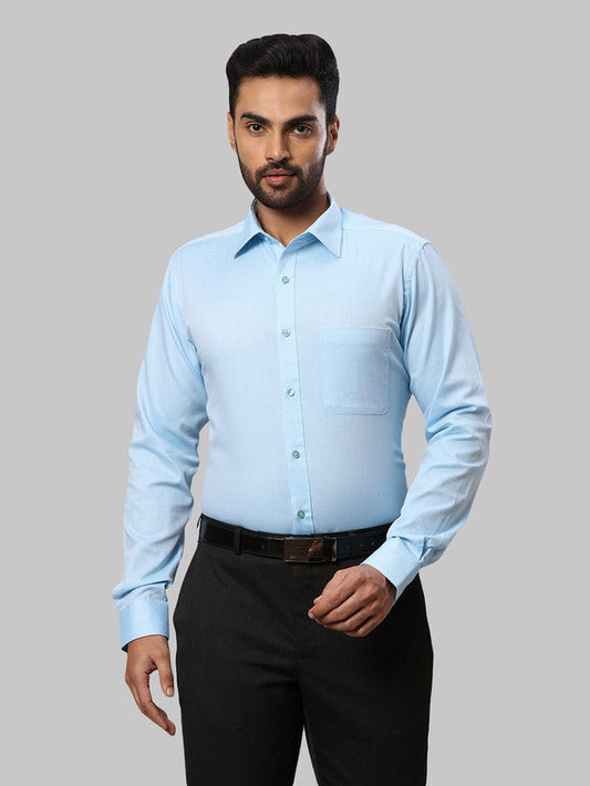 Raymond Blue Structure Slim Fit Full Sleeve Cotton Shirt