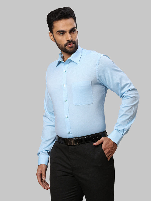 Raymond Blue Structure Slim Fit Full Sleeve Cotton Shirt